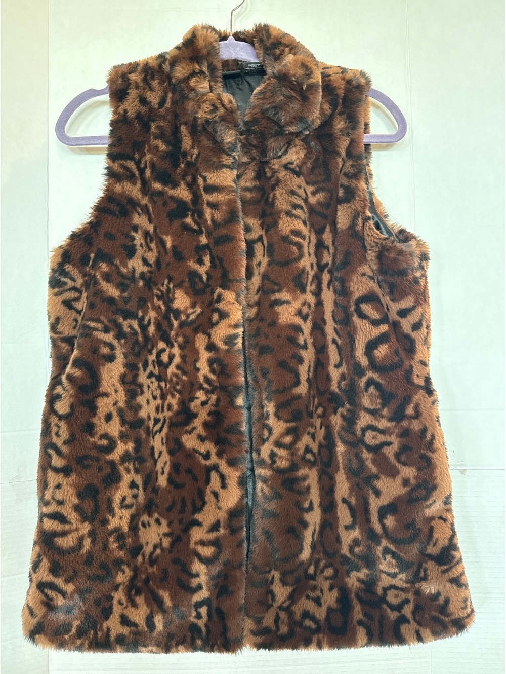 Rachel Zoe Faux Fur Leopard Print Vest, Size M